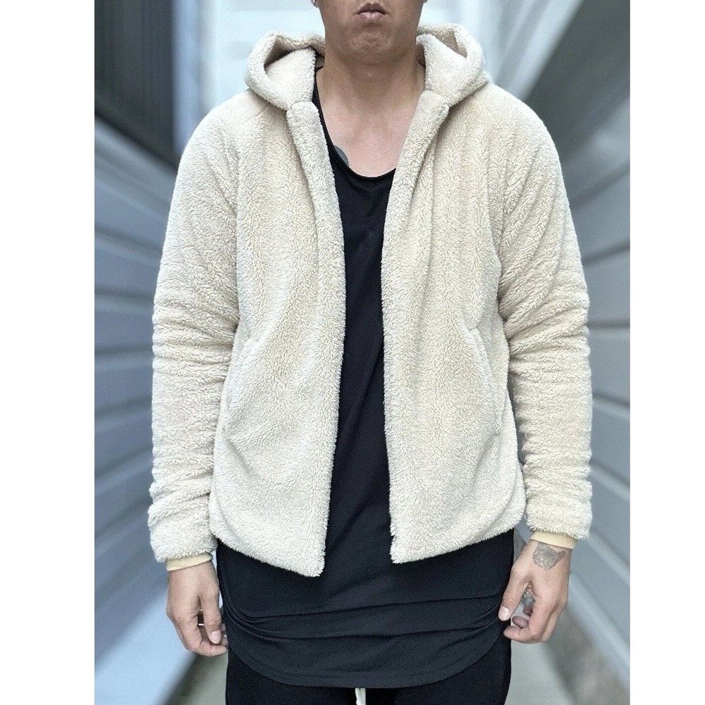 Fear of God Fourth Collection Sherpa Hoodie Cream Oversized Men Size XL